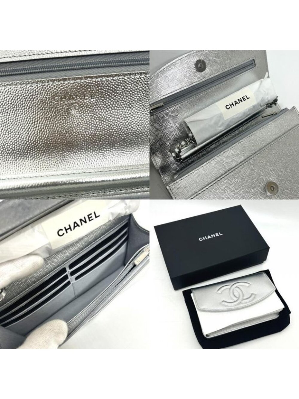 Chanel Shoulder Bag Ap4653 Caviar Leather Silver - Picture 9 of 9